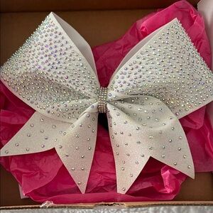 Sparkling White Bow with Rhinestones